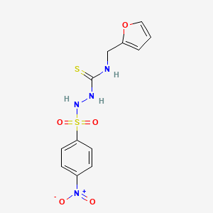 molecular formula C12H12N4O5S2 B4677738 N-(2-furylmethyl)-2-[(4-nitrophenyl)sulfonyl]hydrazinecarbothioamide 