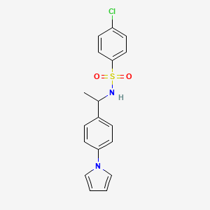 molecular formula C18H17ClN2O2S B4677739 4-chloro-N-{1-[4-(1H-pyrrol-1-yl)phenyl]ethyl}benzenesulfonamide 