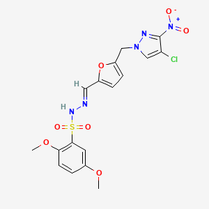 molecular formula C17H16ClN5O7S B4677742 N'-({5-[(4-chloro-3-nitro-1H-pyrazol-1-yl)methyl]-2-furyl}methylene)-2,5-dimethoxybenzenesulfonohydrazide 