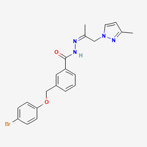 molecular formula C21H21BrN4O2 B4677760 3-[(4-BROMOPHENOXY)METHYL]-N-[(Z)-1-METHYL-2-(3-METHYL-1H-PYRAZOL-1-YL)ETHYLIDENE]BENZOHYDRAZIDE 