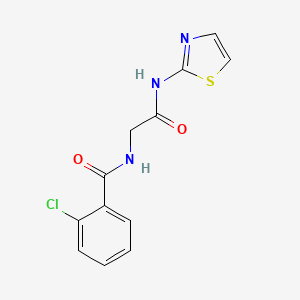 molecular formula C12H10ClN3O2S B4677776 2-chloro-N-[2-oxo-2-(1,3-thiazol-2-ylamino)ethyl]benzamide 