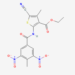 molecular formula C17H14N4O7S B4677783 ethyl 5-cyano-4-methyl-2-[(4-methyl-3,5-dinitrobenzoyl)amino]-3-thiophenecarboxylate 