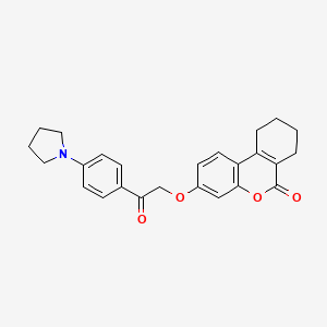 molecular formula C25H25NO4 B4677796 3-{2-oxo-2-[4-(1-pyrrolidinyl)phenyl]ethoxy}-7,8,9,10-tetrahydro-6H-benzo[c]chromen-6-one 