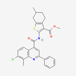 molecular formula C28H25ClN2O3S B4677810 methyl 2-{[(7-chloro-8-methyl-2-phenyl-4-quinolinyl)carbonyl]amino}-6-methyl-4,5,6,7-tetrahydro-1-benzothiophene-3-carboxylate 