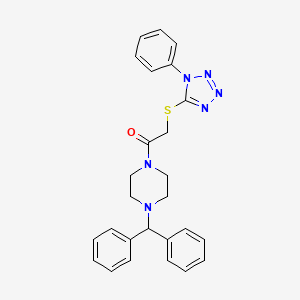1-(diphenylmethyl)-4-{[(1-phenyl-1H-tetrazol-5-yl)thio]acetyl}piperazine