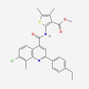 molecular formula C27H25ClN2O3S B4677827 methyl 2-({[7-chloro-2-(4-ethylphenyl)-8-methyl-4-quinolinyl]carbonyl}amino)-4,5-dimethyl-3-thiophenecarboxylate 