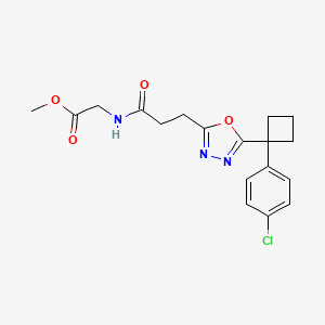 molecular formula C18H20ClN3O4 B4677838 methyl N-(3-{5-[1-(4-chlorophenyl)cyclobutyl]-1,3,4-oxadiazol-2-yl}propanoyl)glycinate 