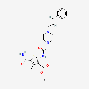 molecular formula C24H30N4O4S B4677841 ethyl 5-(aminocarbonyl)-4-methyl-2-({[4-(3-phenyl-2-propen-1-yl)-1-piperazinyl]acetyl}amino)-3-thiophenecarboxylate 