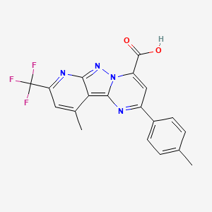 molecular formula C19H13F3N4O2 B4677847 10-methyl-2-(4-methylphenyl)-8-(trifluoromethyl)pyrido[2',3':3,4]pyrazolo[1,5-a]pyrimidine-4-carboxylic acid 
