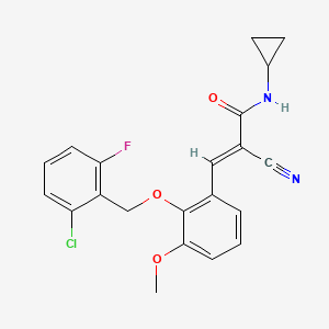 molecular formula C21H18ClFN2O3 B4677883 3-{2-[(2-chloro-6-fluorobenzyl)oxy]-3-methoxyphenyl}-2-cyano-N-cyclopropylacrylamide 