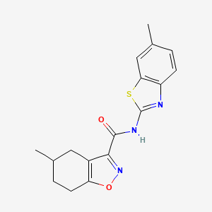 molecular formula C17H17N3O2S B4677907 5-methyl-N-(6-methyl-1,3-benzothiazol-2-yl)-4,5,6,7-tetrahydro-1,2-benzisoxazole-3-carboxamide 