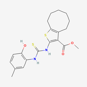 molecular formula C20H24N2O3S2 B4677920 methyl 2-({[(2-hydroxy-5-methylphenyl)amino]carbonothioyl}amino)-4,5,6,7,8,9-hexahydrocycloocta[b]thiophene-3-carboxylate 