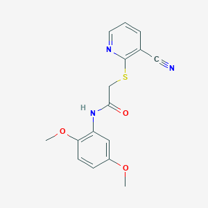 2-[(3-cyano-2-pyridinyl)thio]-N-(2,5-dimethoxyphenyl)acetamide