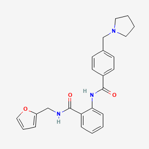 molecular formula C24H25N3O3 B4677963 N-(2-furylmethyl)-2-{[4-(1-pyrrolidinylmethyl)benzoyl]amino}benzamide 