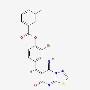 2-bromo-4-[(5-imino-7-oxo-5H-[1,3,4]thiadiazolo[3,2-a]pyrimidin-6(7H)-ylidene)methyl]phenyl 3-methylbenzoate