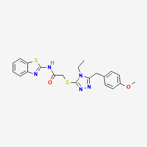 molecular formula C21H21N5O2S2 B4677986 N-1,3-benzothiazol-2-yl-2-{[4-ethyl-5-(4-methoxybenzyl)-4H-1,2,4-triazol-3-yl]thio}acetamide 