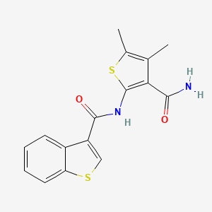 molecular formula C16H14N2O2S2 B4677997 N-[3-(aminocarbonyl)-4,5-dimethyl-2-thienyl]-1-benzothiophene-3-carboxamide 