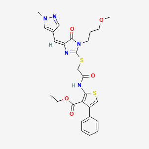 molecular formula C27H29N5O5S2 B4677999 ethyl 2-{[({1-(3-methoxypropyl)-4-[(1-methyl-1H-pyrazol-4-yl)methylene]-5-oxo-4,5-dihydro-1H-imidazol-2-yl}thio)acetyl]amino}-4-phenyl-3-thiophenecarboxylate 