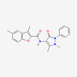 molecular formula C22H21N3O3 B4678031 N-(1,5-dimethyl-3-oxo-2-phenyl-2,3-dihydro-1H-pyrazol-4-yl)-3,5-dimethyl-1-benzofuran-2-carboxamide 