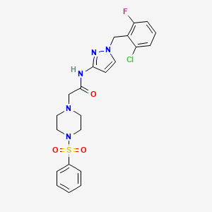 molecular formula C22H23ClFN5O3S B4678099 N-[1-(2-chloro-6-fluorobenzyl)-1H-pyrazol-3-yl]-2-[4-(phenylsulfonyl)-1-piperazinyl]acetamide 