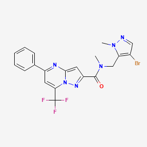 molecular formula C20H16BrF3N6O B4678125 N-[(4-bromo-1-methyl-1H-pyrazol-5-yl)methyl]-N-methyl-5-phenyl-7-(trifluoromethyl)pyrazolo[1,5-a]pyrimidine-2-carboxamide 