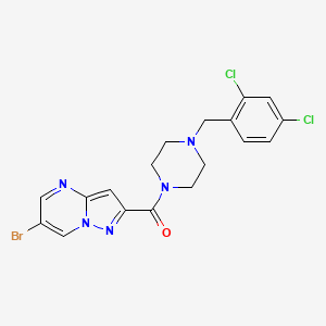 molecular formula C18H16BrCl2N5O B4678127 6-bromo-2-{[4-(2,4-dichlorobenzyl)-1-piperazinyl]carbonyl}pyrazolo[1,5-a]pyrimidine 