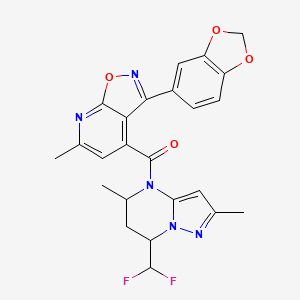 molecular formula C24H21F2N5O4 B4678154 3-(1,3-benzodioxol-5-yl)-4-{[7-(difluoromethyl)-2,5-dimethyl-6,7-dihydropyrazolo[1,5-a]pyrimidin-4(5H)-yl]carbonyl}-6-methylisoxazolo[5,4-b]pyridine 