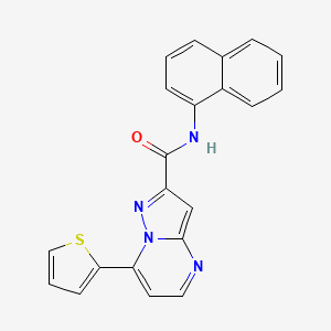 molecular formula C21H14N4OS B4678194 N-1-naphthyl-7-(2-thienyl)pyrazolo[1,5-a]pyrimidine-2-carboxamide 