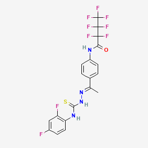 molecular formula C19H13F9N4OS B4678200 N-[4-(N-{[(2,4-difluorophenyl)amino]carbonothioyl}ethanehydrazonoyl)phenyl]-2,2,3,3,4,4,4-heptafluorobutanamide 