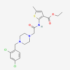 molecular formula C21H25Cl2N3O3S B4678228 ethyl 2-({[4-(2,4-dichlorobenzyl)-1-piperazinyl]acetyl}amino)-5-methyl-3-thiophenecarboxylate 