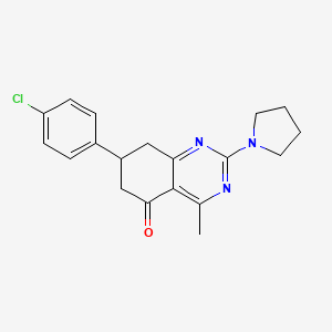molecular formula C19H20ClN3O B4678238 7-(4-chlorophenyl)-4-methyl-2-(1-pyrrolidinyl)-7,8-dihydro-5(6H)-quinazolinone 