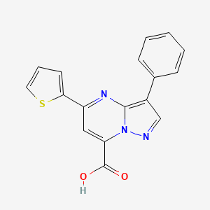 molecular formula C17H11N3O2S B4678244 3-phenyl-5-(2-thienyl)pyrazolo[1,5-a]pyrimidine-7-carboxylic acid 