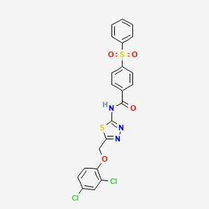 molecular formula C22H15Cl2N3O4S2 B4678290 N-{5-[(2,4-dichlorophenoxy)methyl]-1,3,4-thiadiazol-2-yl}-4-(phenylsulfonyl)benzamide 