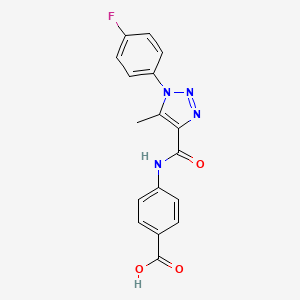 molecular formula C17H13FN4O3 B4678334 4-({[1-(4-fluorophenyl)-5-methyl-1H-1,2,3-triazol-4-yl]carbonyl}amino)benzoic acid 