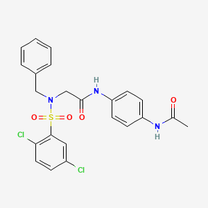 molecular formula C23H21Cl2N3O4S B4678353 N-(4-acetamidophenyl)-2-[benzyl-(2,5-dichlorophenyl)sulfonylamino]acetamide 