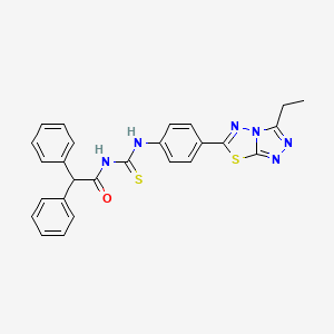 N-{[4-(3-ethyl[1,2,4]triazolo[3,4-b][1,3,4]thiadiazol-6-yl)phenyl]carbamothioyl}-2,2-diphenylacetamide