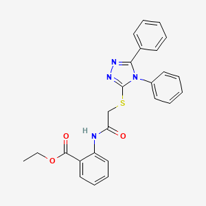 molecular formula C25H22N4O3S B4678426 ethyl 2-({[(4,5-diphenyl-4H-1,2,4-triazol-3-yl)thio]acetyl}amino)benzoate 