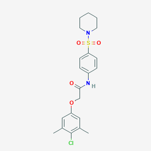 molecular formula C21H25ClN2O4S B467843 2-(4-chloro-3,5-dimethylphenoxy)-N-[4-(1-piperidinylsulfonyl)phenyl]acetamide CAS No. 587842-59-9