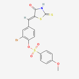 2-bromo-4-[(Z)-(4-oxo-2-thioxo-1,3-thiazolidin-5-ylidene)methyl]phenyl 4-methoxybenzenesulfonate