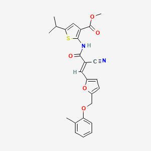 molecular formula C25H24N2O5S B4678493 methyl 2-[(2-cyano-3-{5-[(2-methylphenoxy)methyl]-2-furyl}acryloyl)amino]-5-isopropyl-3-thiophenecarboxylate 