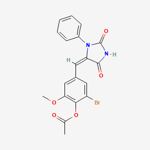 molecular formula C19H15BrN2O5 B4678525 2-bromo-4-[(2,5-dioxo-3-phenyl-4-imidazolidinylidene)methyl]-6-methoxyphenyl acetate 