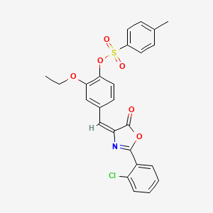 molecular formula C25H20ClNO6S B4678559 [4-[(E)-[2-(2-chlorophenyl)-5-oxo-1,3-oxazol-4-ylidene]methyl]-2-ethoxyphenyl] 4-methylbenzenesulfonate 