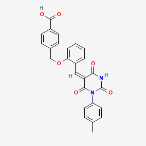 molecular formula C26H20N2O6 B4678588 4-[(2-{[(5E)-1-(4-METHYLPHENYL)-2,4,6-TRIOXO-1,3-DIAZINAN-5-YLIDENE]METHYL}PHENOXY)METHYL]BENZOIC ACID 