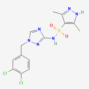 molecular formula C14H14Cl2N6O2S B4678628 N~4~-[1-(3,4-DICHLOROBENZYL)-1H-1,2,4-TRIAZOL-3-YL]-3,5-DIMETHYL-1H-PYRAZOLE-4-SULFONAMIDE 