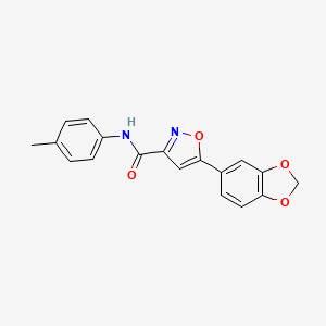 molecular formula C18H14N2O4 B4678634 5-(1,3-benzodioxol-5-yl)-N-(4-methylphenyl)-3-isoxazolecarboxamide 