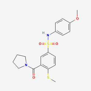 molecular formula C19H22N2O4S2 B4678638 N-(4-methoxyphenyl)-4-(methylthio)-3-(1-pyrrolidinylcarbonyl)benzenesulfonamide 