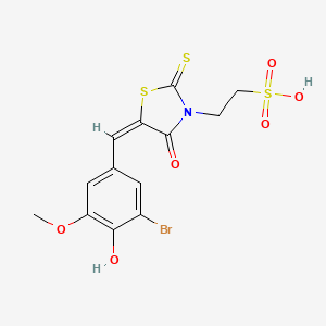 molecular formula C13H12BrNO6S3 B4678677 2-[5-(3-bromo-4-hydroxy-5-methoxybenzylidene)-4-oxo-2-thioxo-1,3-thiazolidin-3-yl]ethanesulfonic acid 