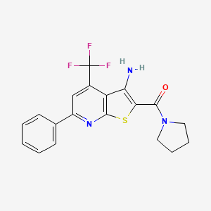 molecular formula C19H16F3N3OS B4678693 [3-Amino-6-phenyl-4-(trifluoromethyl)thieno[2,3-b]pyridin-2-yl]-pyrrolidin-1-ylmethanone 