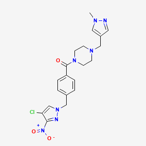 {4-[(4-chloro-3-nitro-1H-pyrazol-1-yl)methyl]phenyl}{4-[(1-methyl-1H-pyrazol-4-yl)methyl]piperazino}methanone