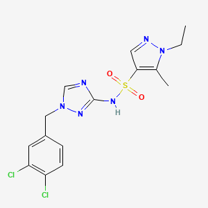 molecular formula C15H16Cl2N6O2S B4678706 N~4~-[1-(3,4-DICHLOROBENZYL)-1H-1,2,4-TRIAZOL-3-YL]-1-ETHYL-5-METHYL-1H-PYRAZOLE-4-SULFONAMIDE 